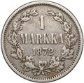 Монета 1 марка 1872 S Русская Финляндия