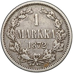 фото для Монета 1 марка 1872 S Русская Финляндия Аверс