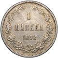 Монета 1 марка 1892 L Русская Финляндия