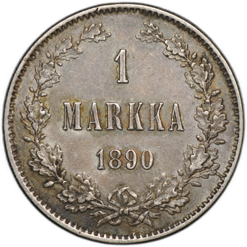 Монета 1 марка 1890 L Русская Финляндия