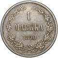 Монета 1 марка 1890 L Русская Финляндия