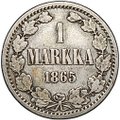 Монета 1 марка 1865 S Русская Финляндия