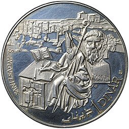 фото для Монета 1 динар 1969 F NI Августин История Тунис Аверс