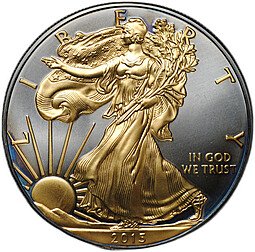 фото для Монета 1 доллар 2015 Шагающая свобода Золотая Энигма рутений США  Аверс