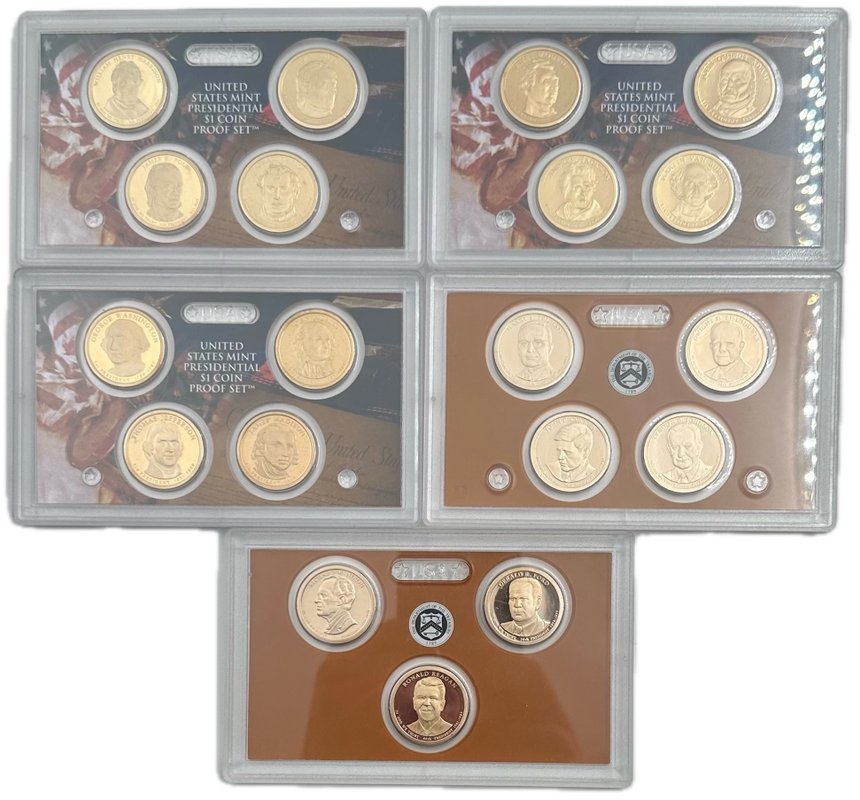 Президентские наборы 1 доллар 2007, 2008, 2009, 2015, 2016 PROOF Президенты США