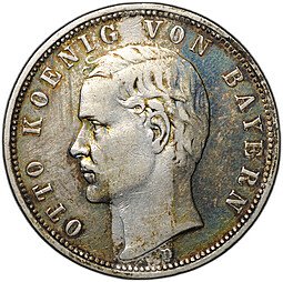 фото для Монета 5 марок 1898 D Бавария Германия Аверс