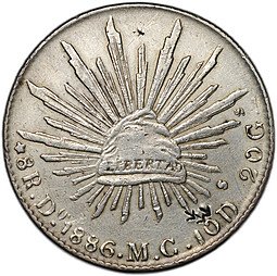 фото для Монета 8 реалов 1886 Do Виктория-де-Дуранго Мексика Аверс