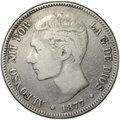 Монета 5 песет 1877 Испания