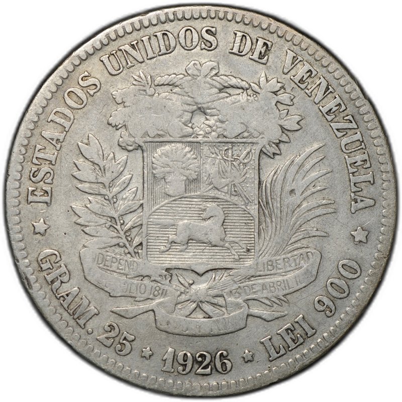 Монета 5 боливаров 1926 Венесуэла
