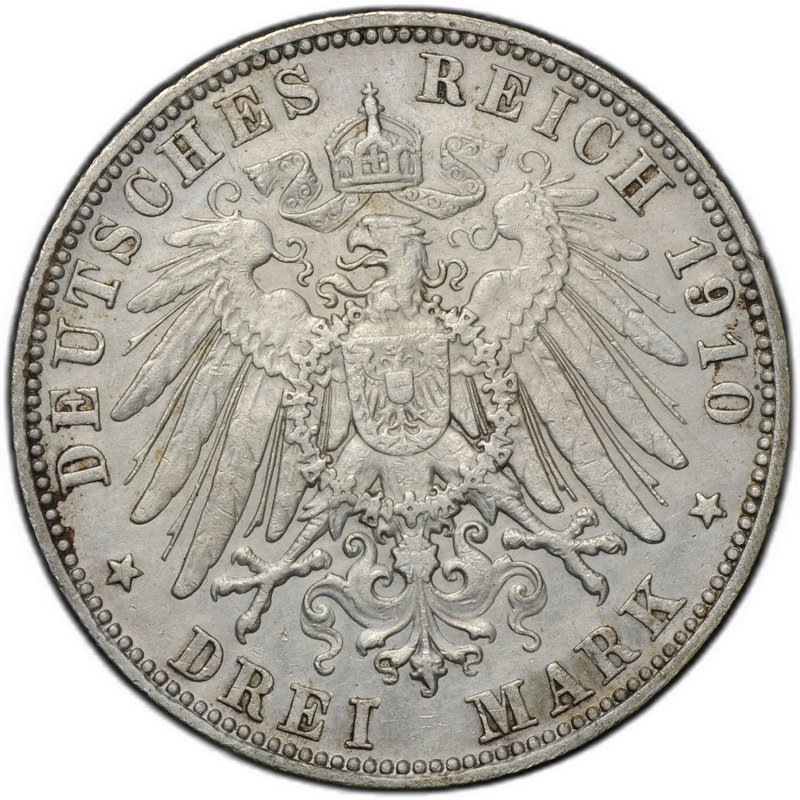 Монета 3 марки 1910 D Бавария Германия