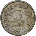 Монета 3 рейхсмарки (марки) 1925 J Тысячелетие Рейнской области Рейнланд Германия
