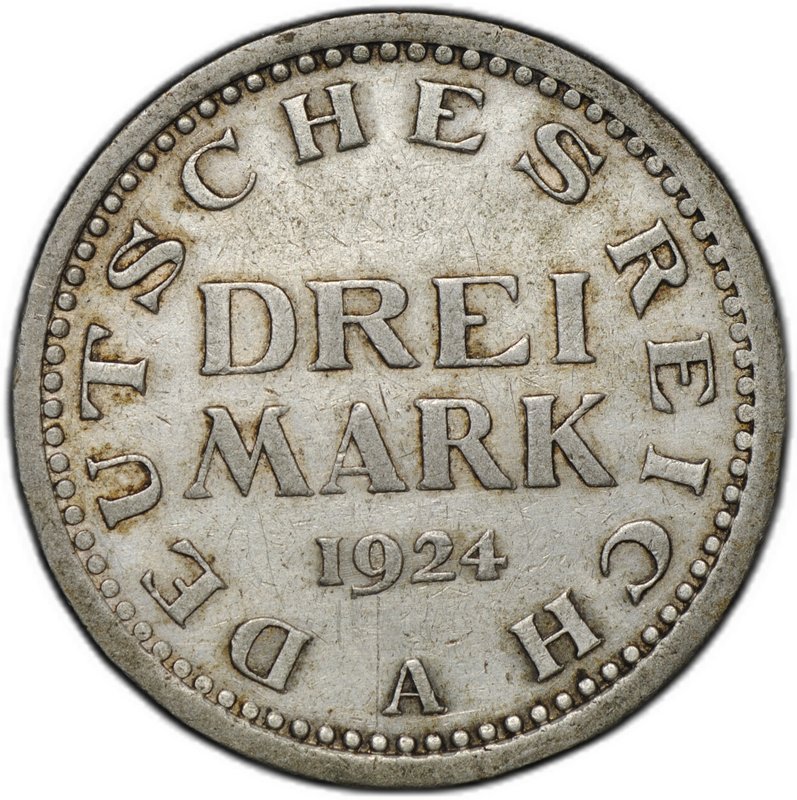 Монета 3 марки 1924 A Германия