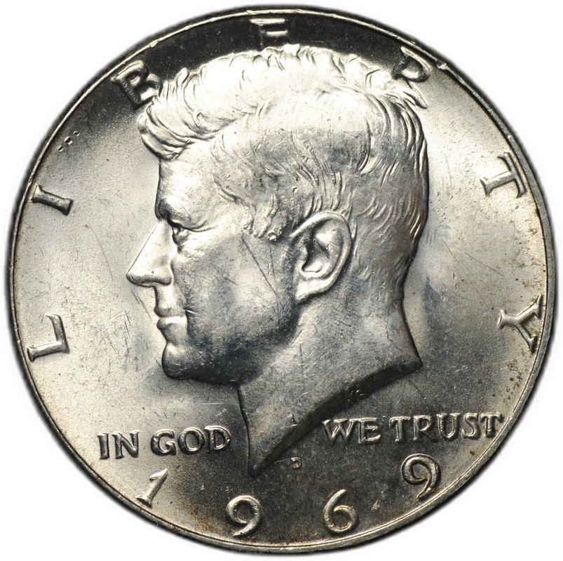 Монета 50 центов (1/2 доллара) 1969 D Денвер США