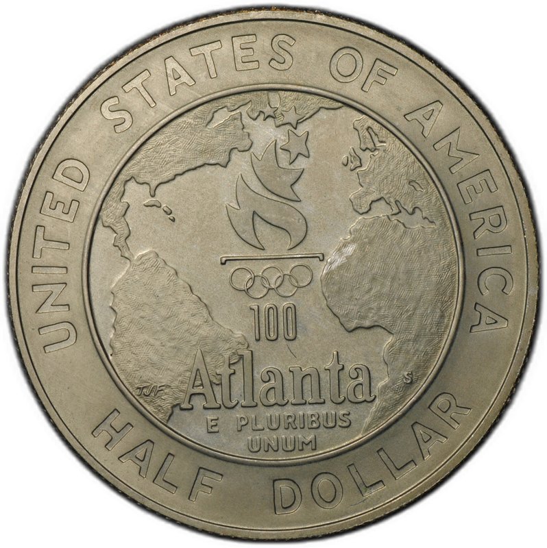 Монета 50 центов (1/2 доллара) 1995 Олимпиада Атланта 1996 Баскетбол S США