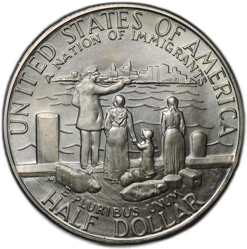 Монета 50 центов (1/2 доллара) 1986 D 100 лет Статуе Свободы Нация иммигрантов США