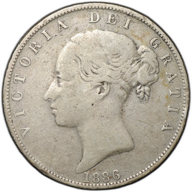 Монета 1/2 кроны 1886 Великобритания