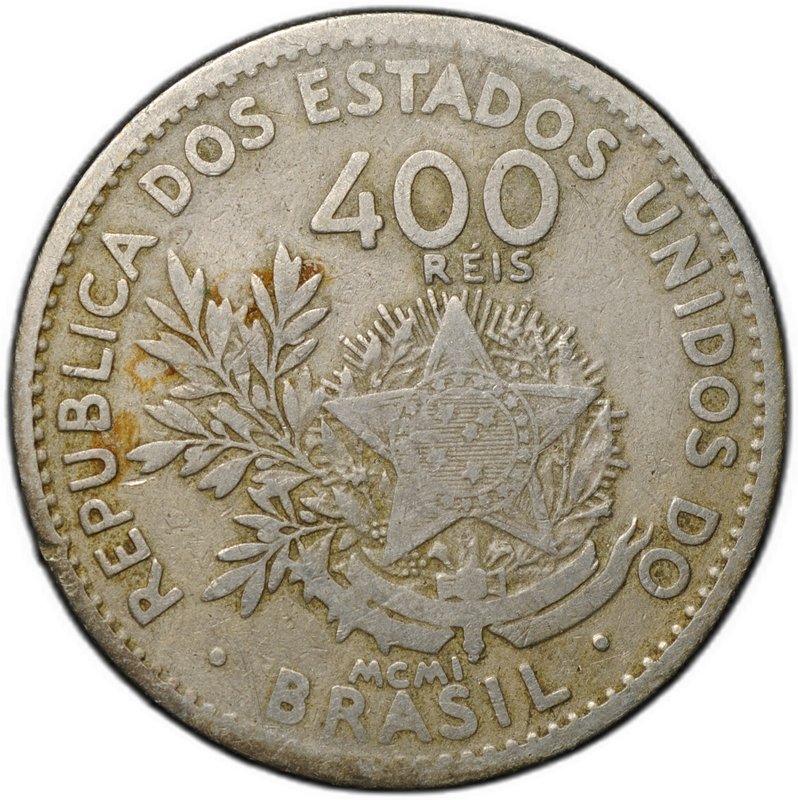 Монета 400 реалов (рейс) 1901 Бразилия