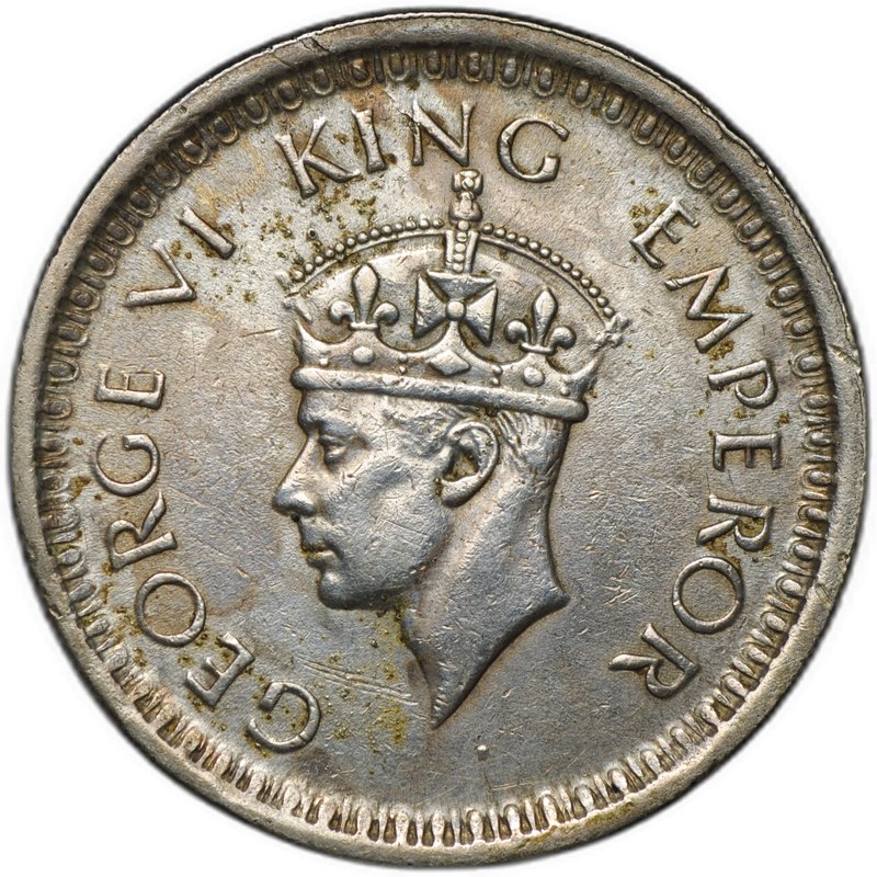 Монета 1 рупия 1944 L Лахор Индия Британская