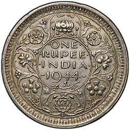 фото для Монета 1 рупия 1944 L Лахор Индия Британская Аверс