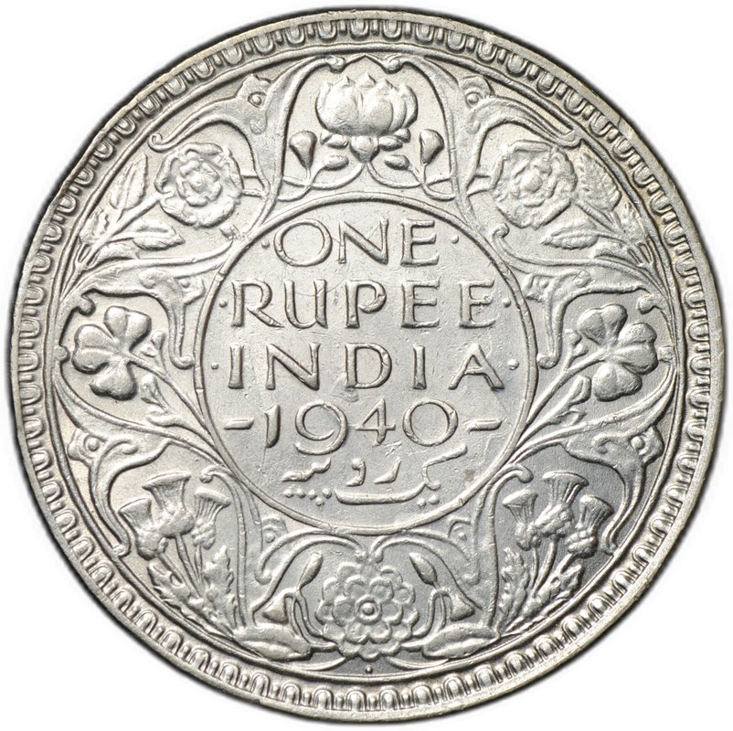 Монета 1 рупия 1940 Индия Британская