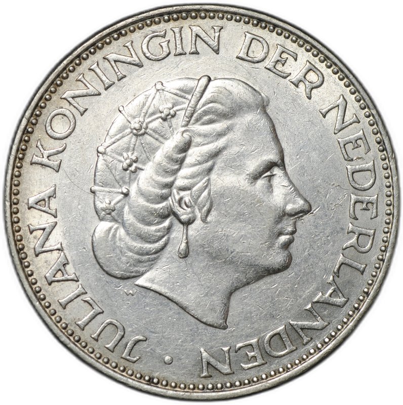 Монета 2 1/2 гульдена 1962 Нидерланды