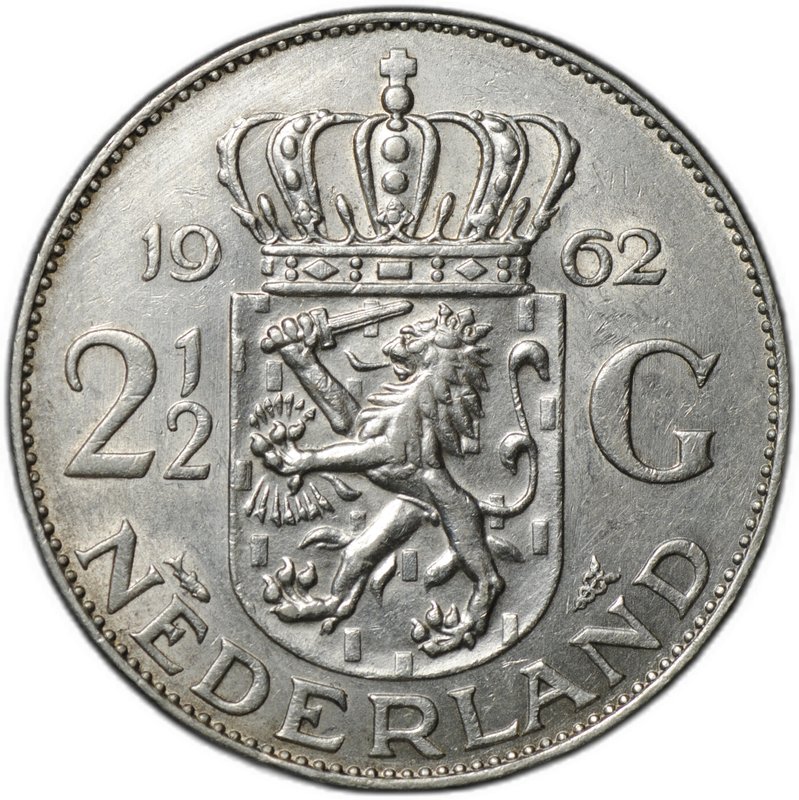 Монета 2 1/2 гульдена 1962 Нидерланды