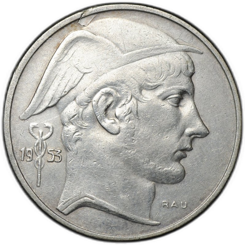 Монета 20 франков 1953 BELGIQUE Бельгия