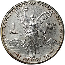 фото для Монета 1 онза (уцнция серебра) 1995 Свобода Мексика Аверс