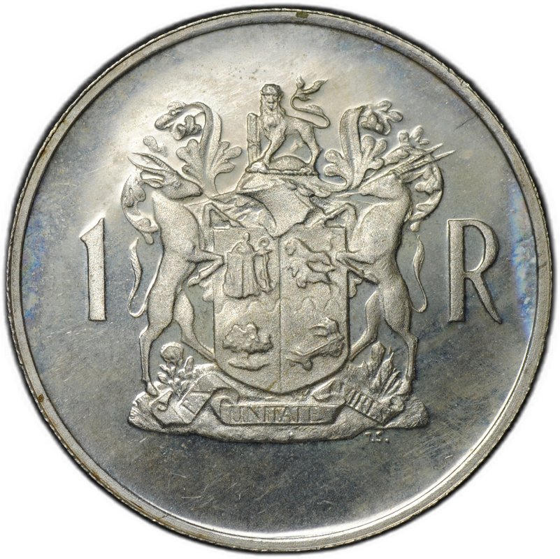 Монета 1 ранд 1969 Окончание президентства Теофилуса Дёнгеса SUID ЮАР