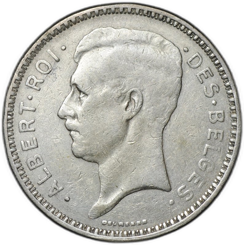 Монета 20 франков 1934 DES BELGES Бельгия