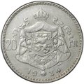 Монета 20 франков 1934 DES BELGES Бельгия