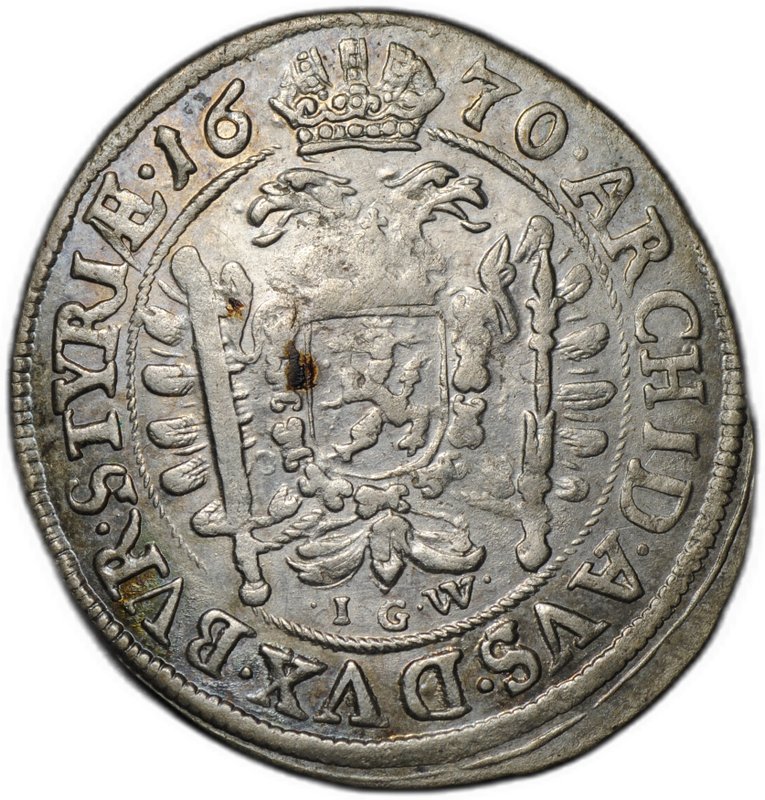 Монета 6 крейцеров 1670 IGW Австрия