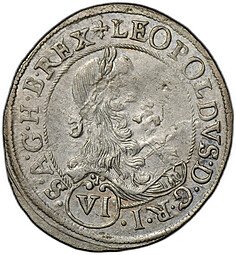 фото для Монета 6 крейцеров 1670 IGW Австрия Аверс