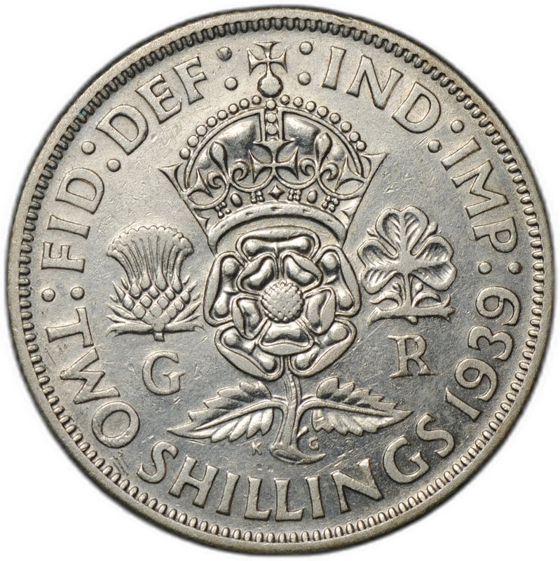Монета 2 шиллинга (флорин) 1939 Великобритания