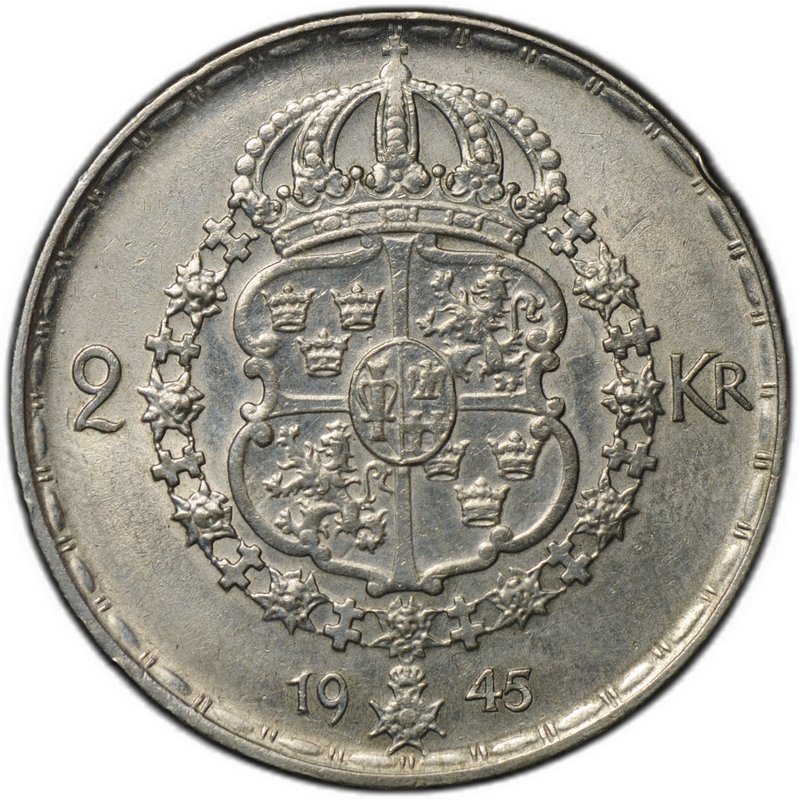 Монета 2 кроны 1945 G Швеция