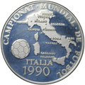 Монета 10 динеров 1989 Чемпионат мира по футболу 1990 Карта Италии Андорра