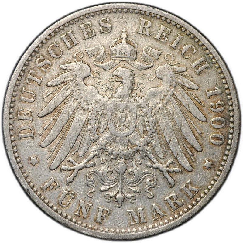 Монета 5 марок 1900 G Баден Германия