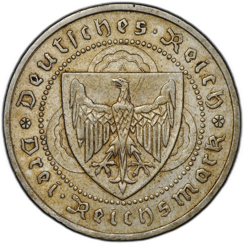 Монета 3 рейхсмарки (марки) 1930 700 лет со дня смерти Вальтера фон дер Фогельвейде Германия