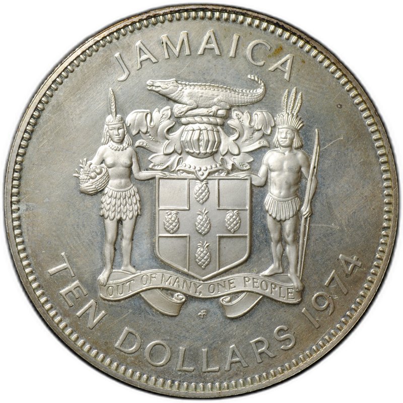 Монета 10 долларов 1974 Сэр Генри Морган серебро Ямайка