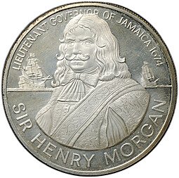 фото для Монета 10 долларов 1974 Сэр Генри Морган серебро Ямайка Аверс