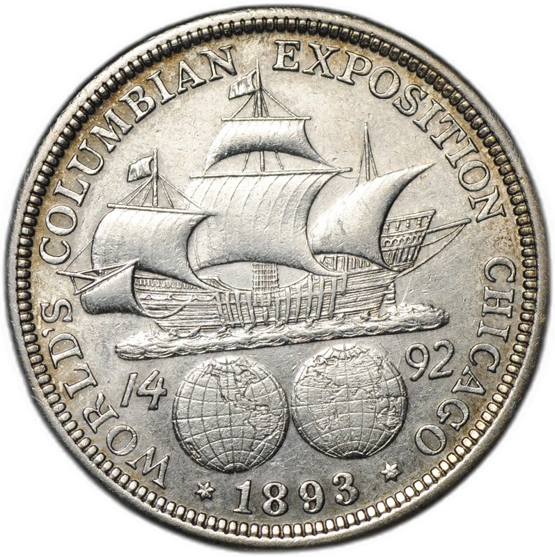 Монета 50 центов 1893 (1/2 доллара) Всемирная Колумбова выставка Колумб США