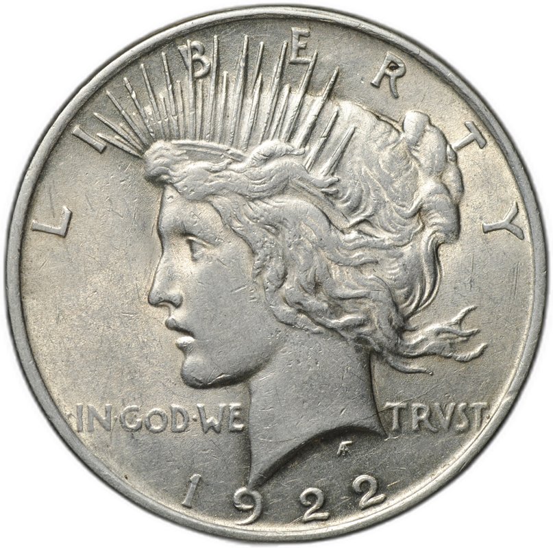 Монета 1 доллар 1922 Мирный Филадельфия США