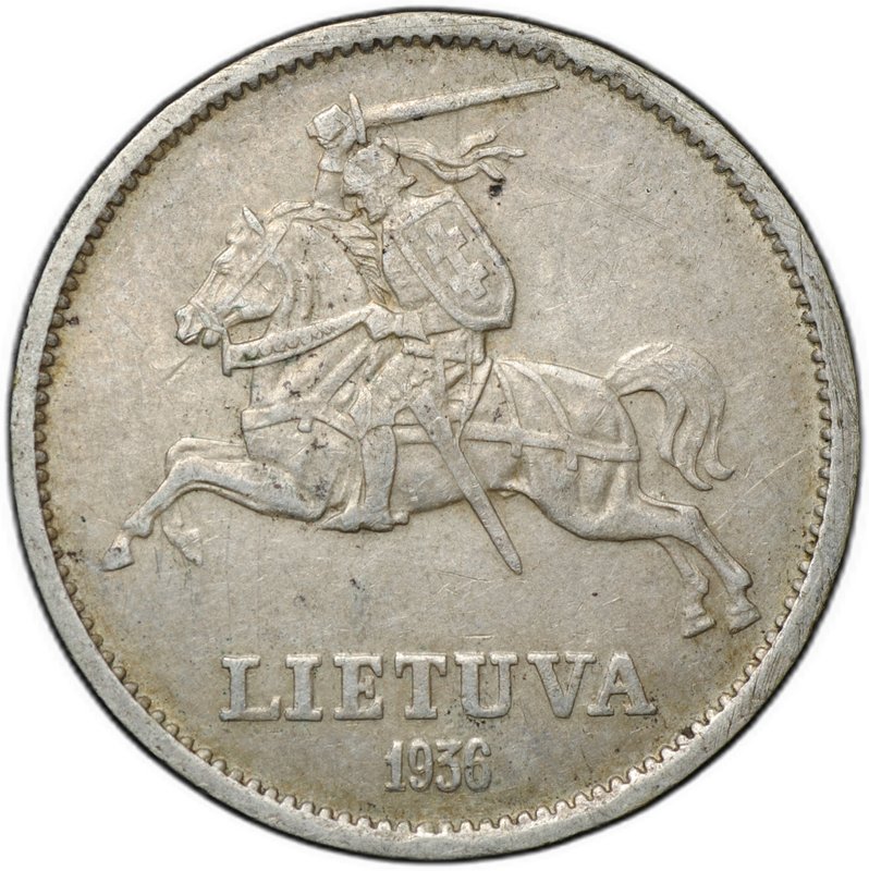 Монета 10 лит 1936 Литва