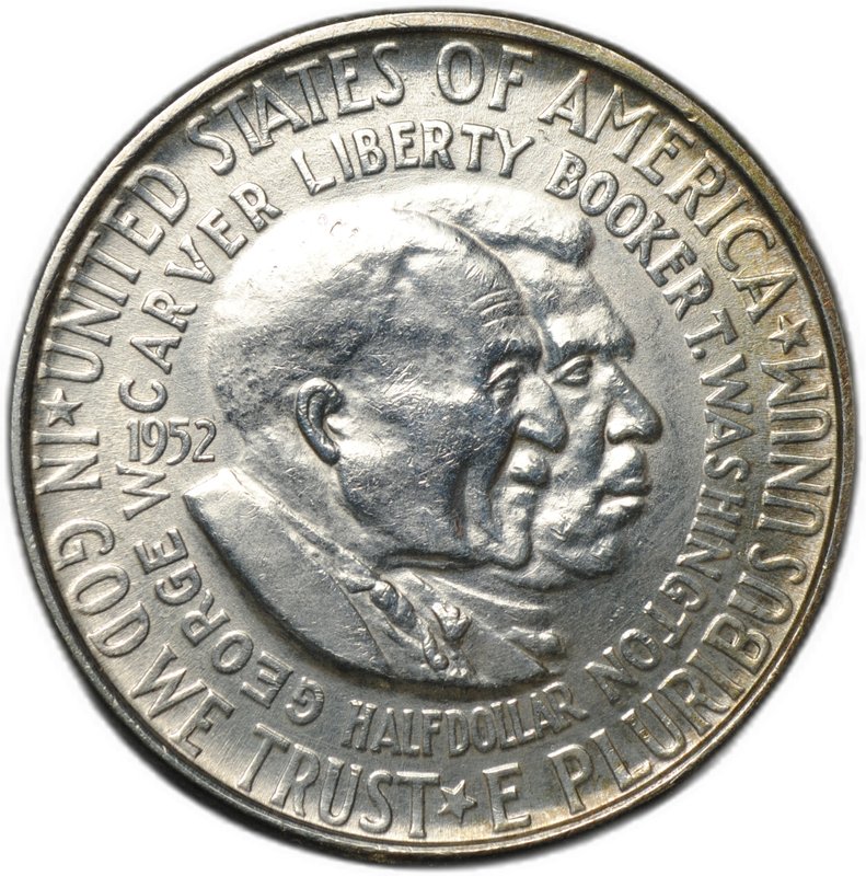 Монета 50 центов (1/2 доллара) 1952 Джорж Карвер и Букер Вашингтон США