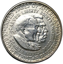 фото для Монета 50 центов (1/2 доллара) 1952 Джорж Карвер и Букер Вашингтон США Аверс