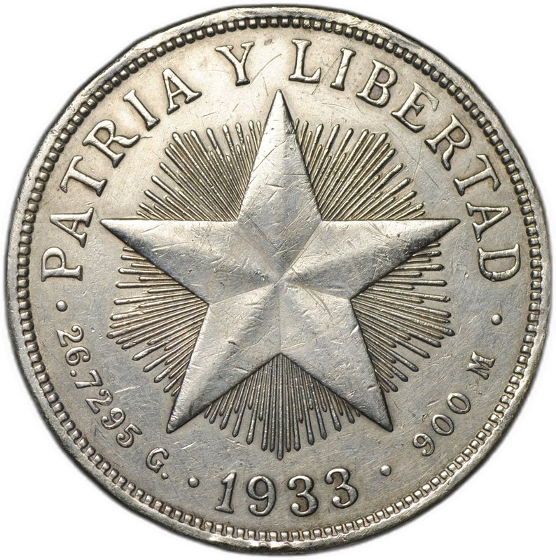 Монета 1 песо 1933 Куба