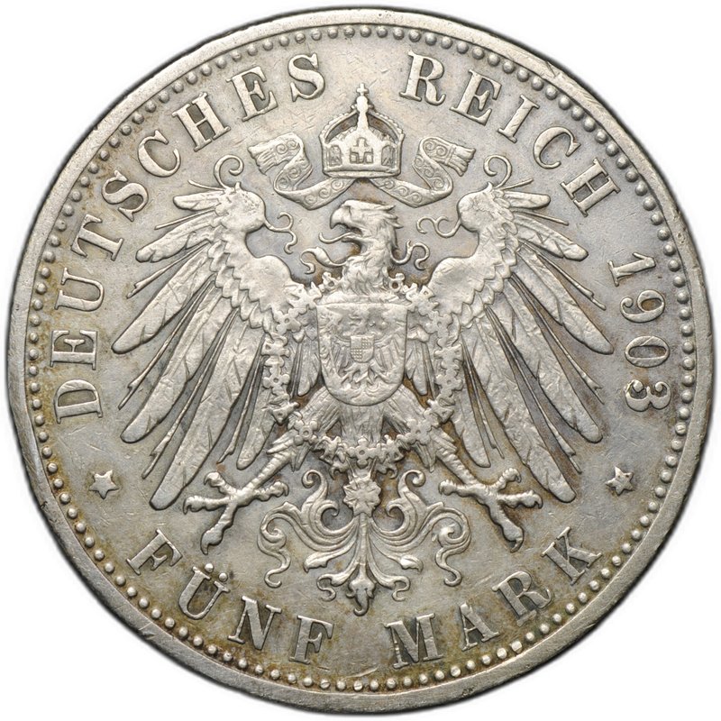Монета 5 марок 1903 D Бавария Германия