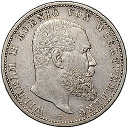 фото для Монета 5 марок 1907 F Вюртемберг Германия Аверс