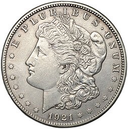 фото для Монета 1 доллар 1921 Моргана Филадельфия США Аверс