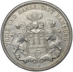 фото для Монета 3 марки 1912 J Гамбург Германия Аверс